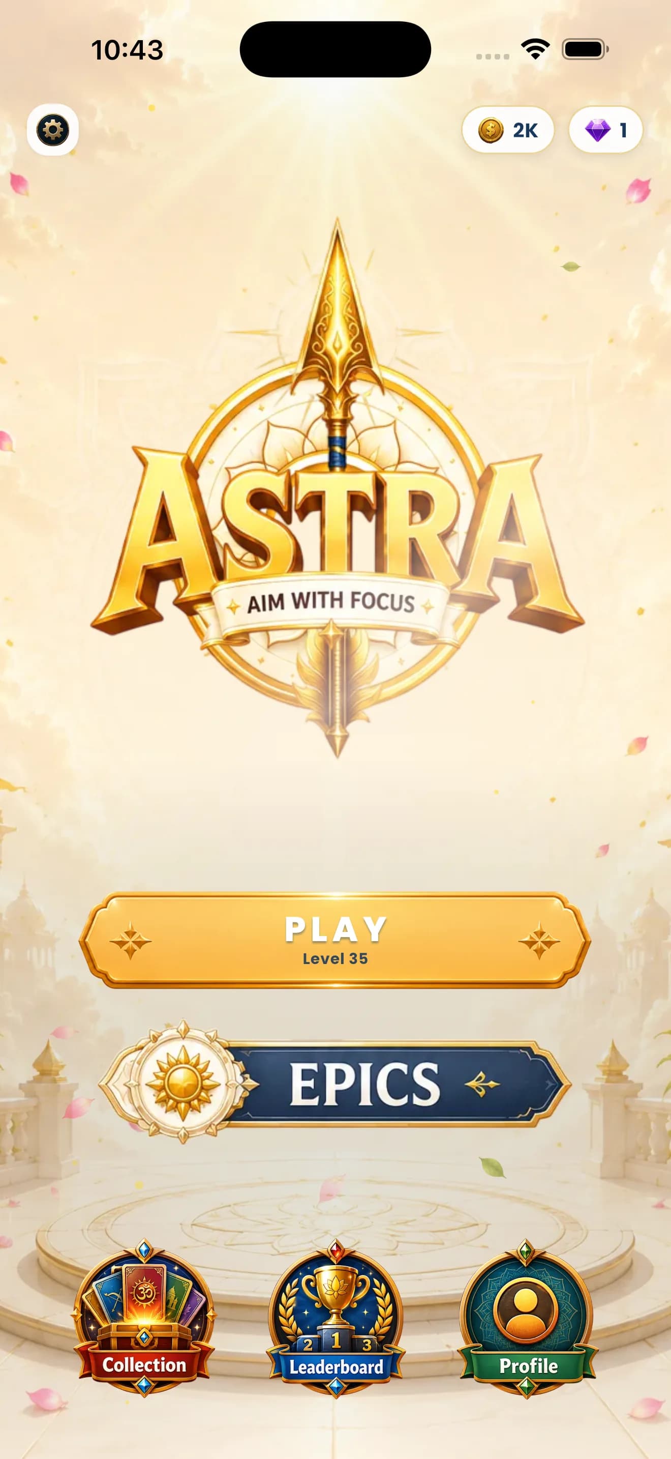 ASTRA home screen on iPhone