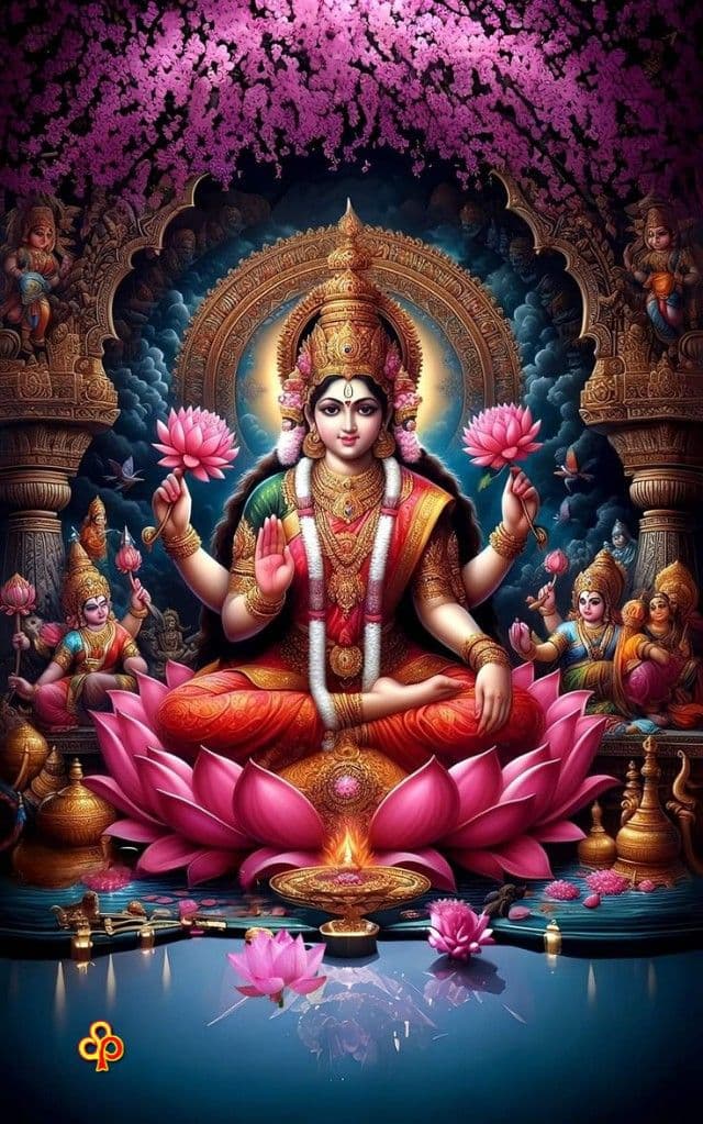 ॐ महा लक्ष्मीच विद्महे, विष्णु पत्नीच धीमहि, तन्नो लक्ष्मी प्रचोदयात्